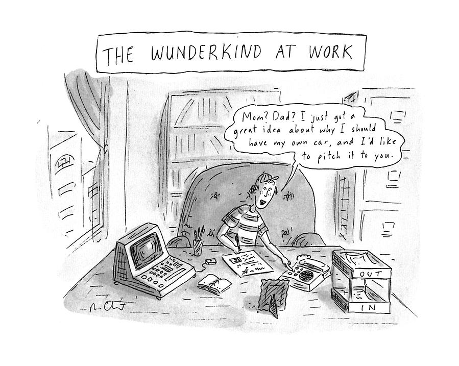 The Wunderkind At Work Drawing by Roz Chast