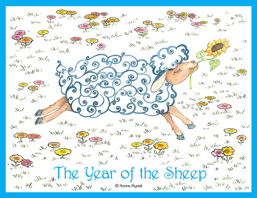 Chinese Horoscope Painting - The Year of the Sheep by Nonna Mynatt