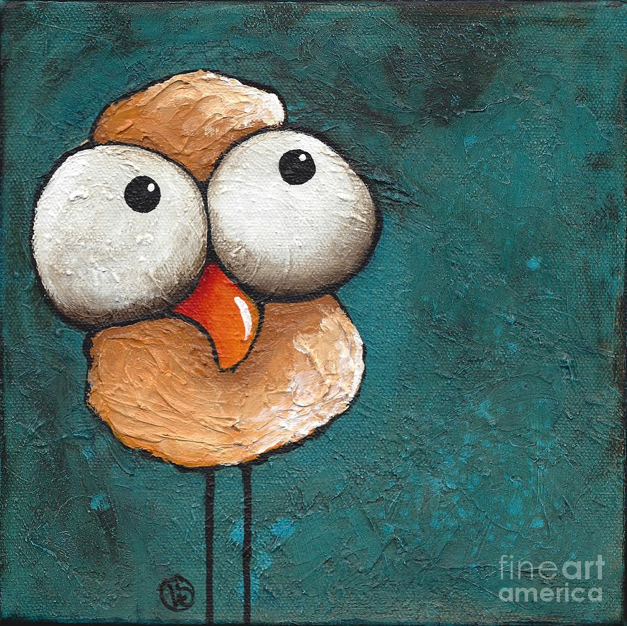 Whimsical Bird Painting - The Yellow bird by Lucia Stewart