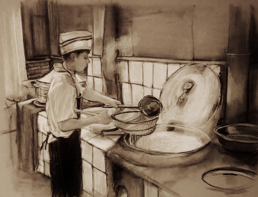 The Young Cook Drawing by Jean Cormier