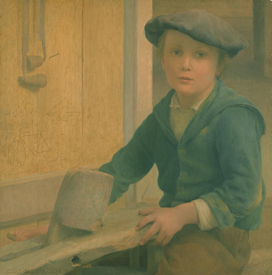 Young Boy Painting - The Young Craftsman 1901 by Emile Bastien-Lepage
