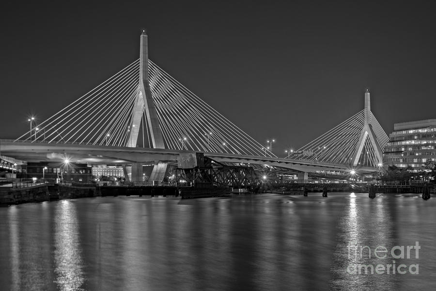 Boston Photograph - The Zakim Bridge BW by Susan Candelario