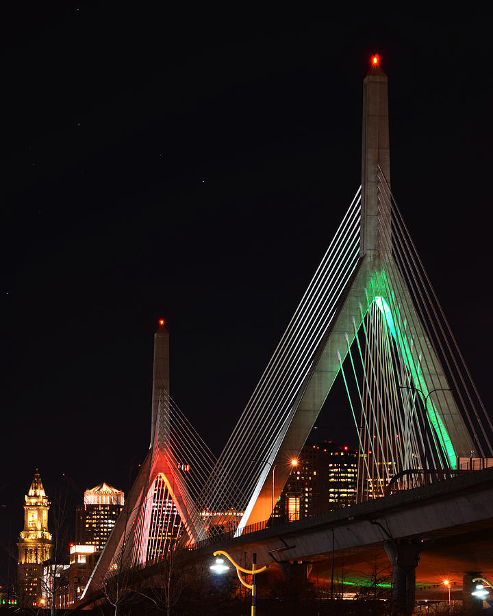 The Zakim Bridge in Holiday colors Photograph by Toby McGuire