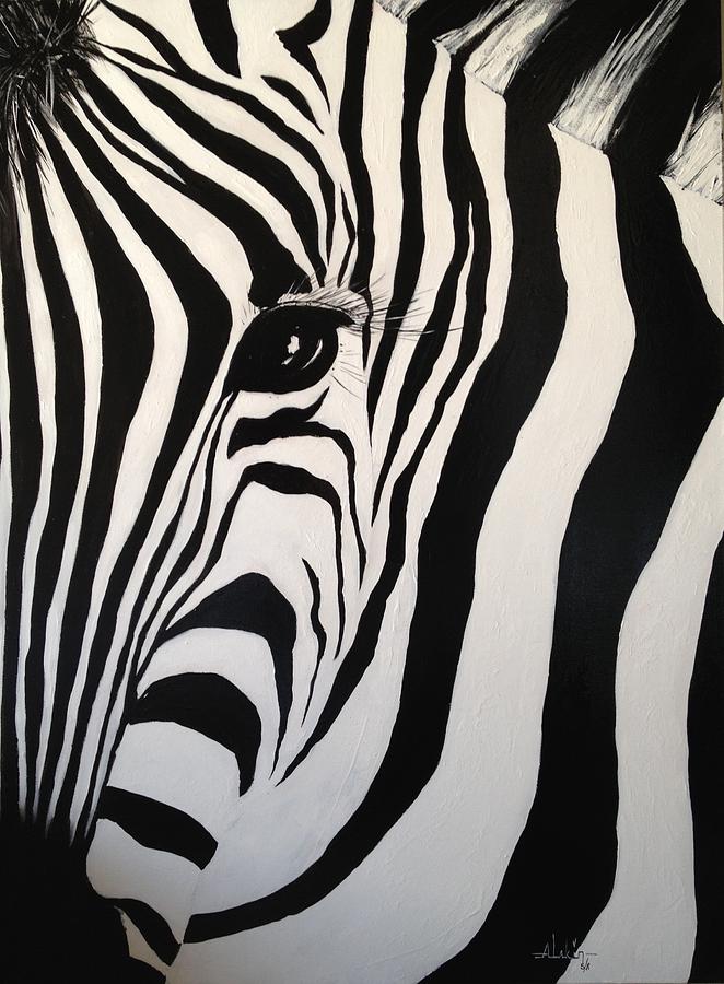 Animal Painting - The Zebra with One Eye by Alan Lakin