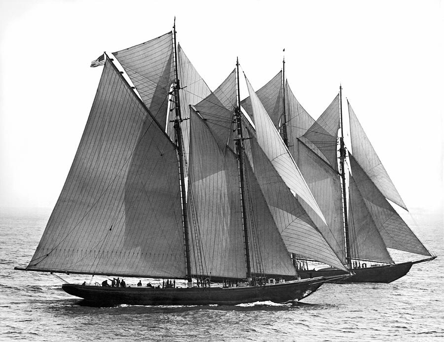 Boston Photograph - Thebaud Passes Bluenose by Underwood Archives