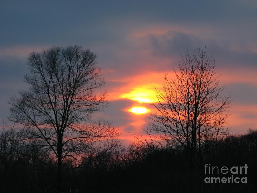 Winter Photograph - There Goes the Sun by Ann Horn