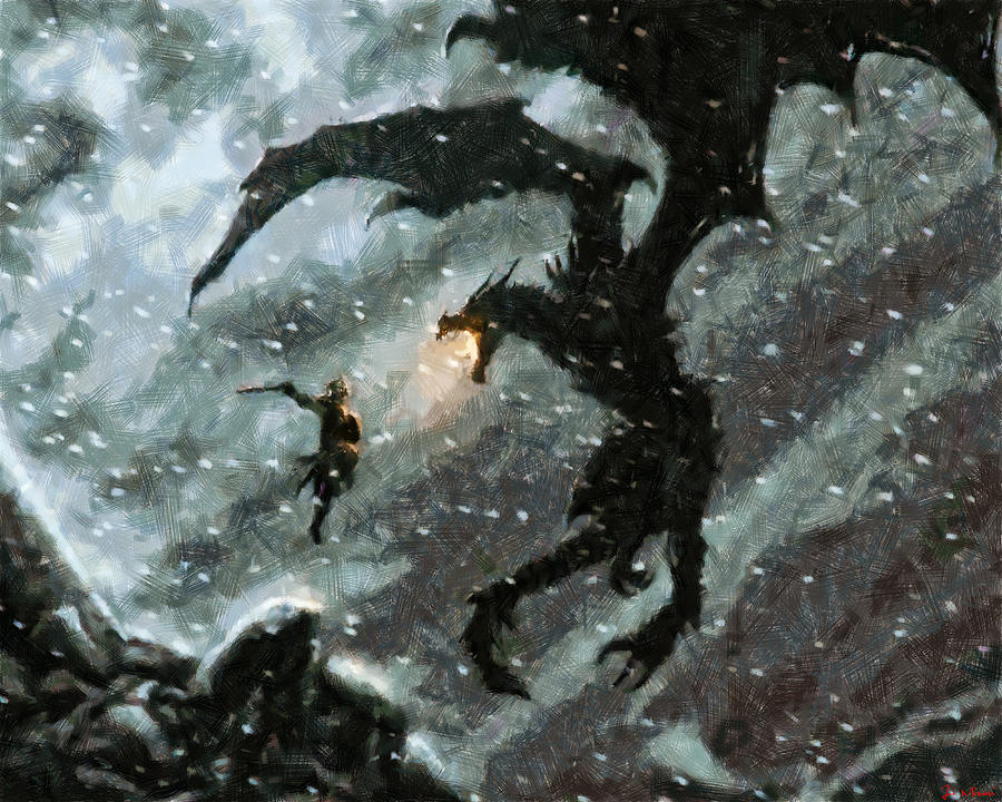 Skyrim Painting - There Is No Fear by Joe Misrasi Skyrim Painting - There Is No Fear by Joe Misrasi