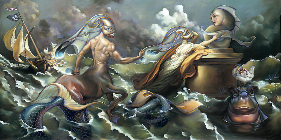 Mermaid Painting - Theres Something Fowl Afloat by Patrick Anthony Pierson
