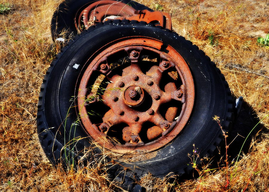 Old Tire Photograph - These Here Tires by Lisa Holland-Gillem