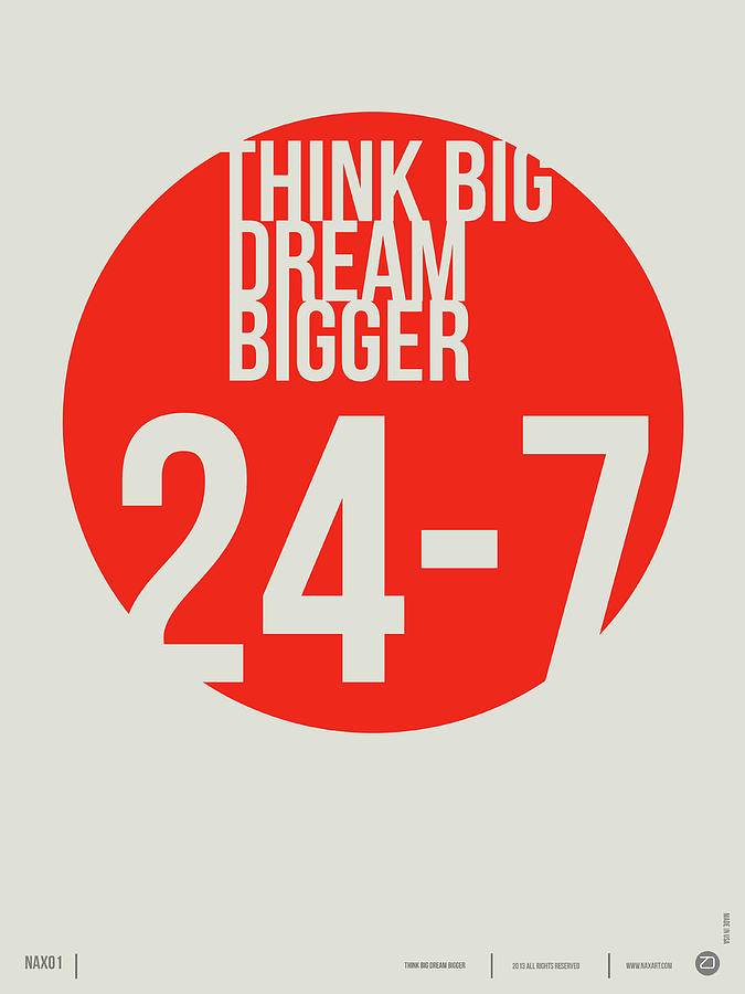 Typography Digital Art - Think Big Dream Bigger Poster by Naxart Studio