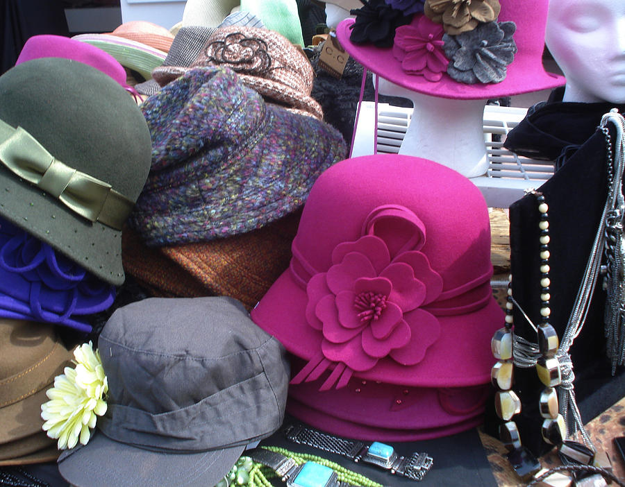 Hat Photograph - Think Pink - Pink Hat on Fleamarket in Miami by Jessica Gale