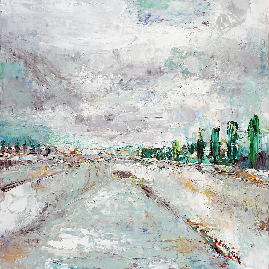 Winter Painting - Thinking about Winter in Summer Time 1 by Becky Kim