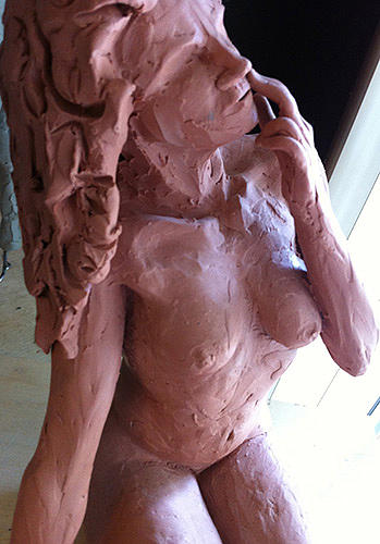 Figure Sculpture - Thinking by Deborah Laux