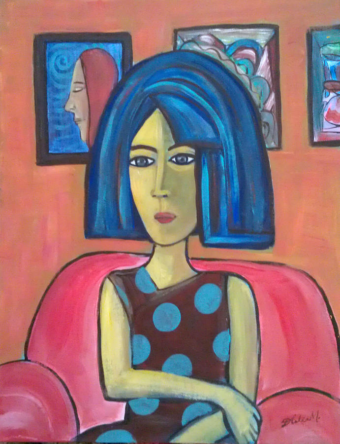 Abstract Female Painting - Thinking by Deyanira Harris