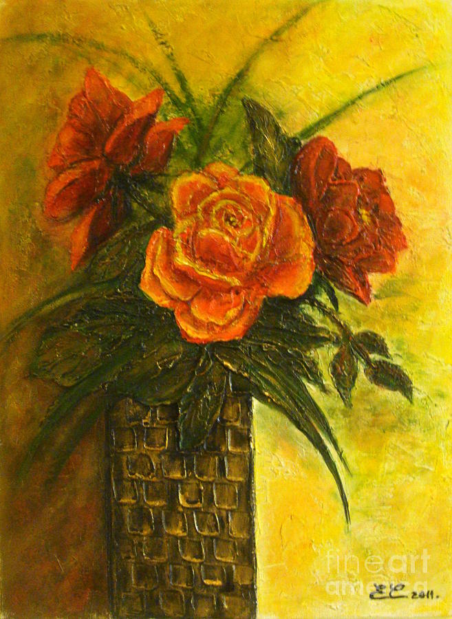 Rose Painting - Thinking of you... by Elena  Constantinescu