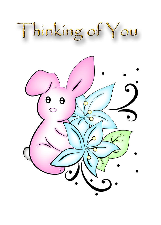 Flower Digital Art - Thinking of You Rabbit by Jeanette K