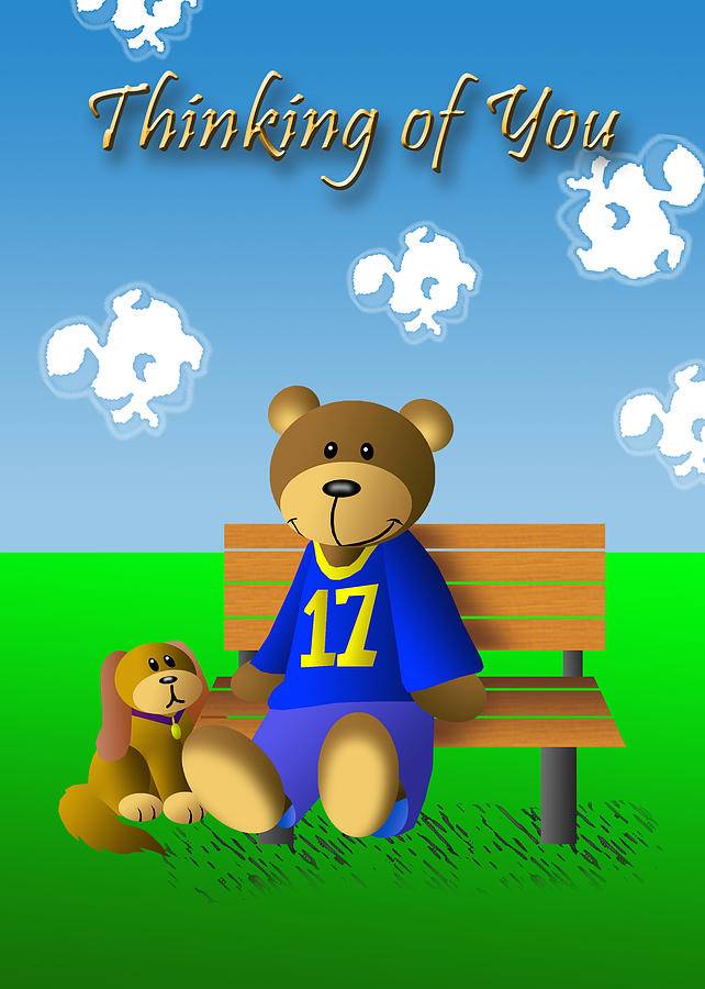 Wildlife Digital Art - Thinking of You Teddy Bear by Jeanette K