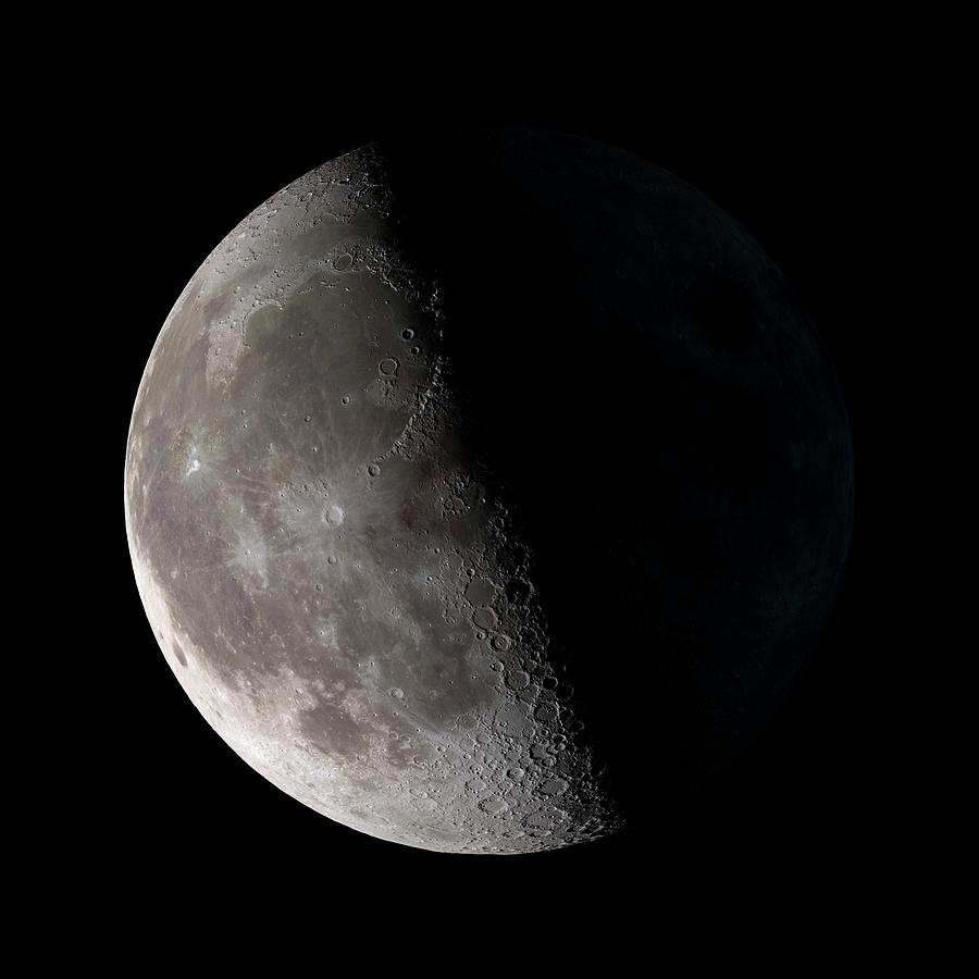 Third Quarter Moon Photograph by Nasa/gsfc-svs/science Photo Library