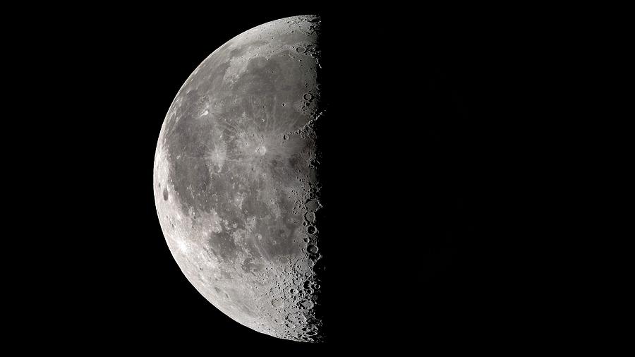 Third Quarter Moon Photograph by Nasas Scientific Visualization Studio/science Photo Library