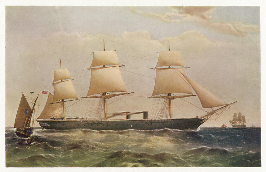 This British Warship Is The First Drawing by Mary Evans Picture Library ...