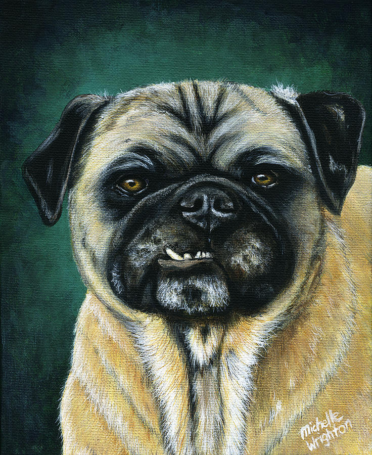 This is my happy face - Pug Dog painting Painting by Michelle Wrighton