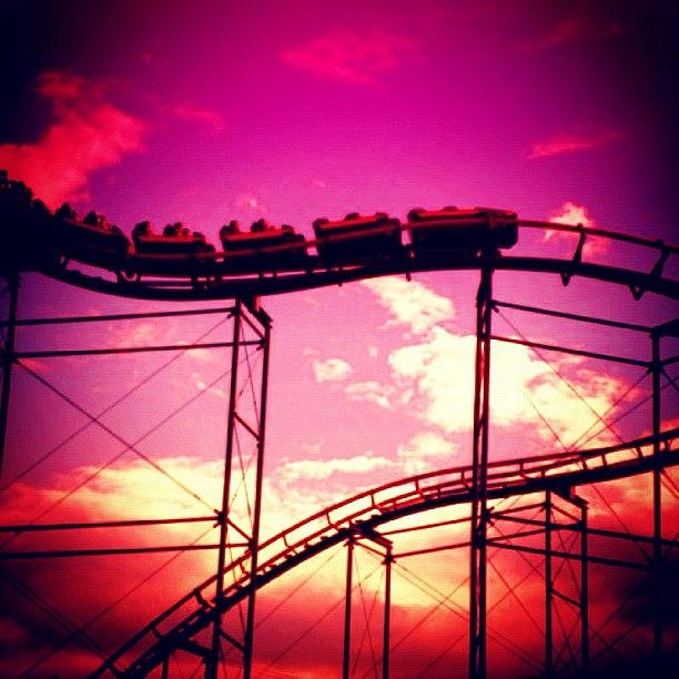 Sunset Photograph - This Is The Demon At Ca Great America by John Williams