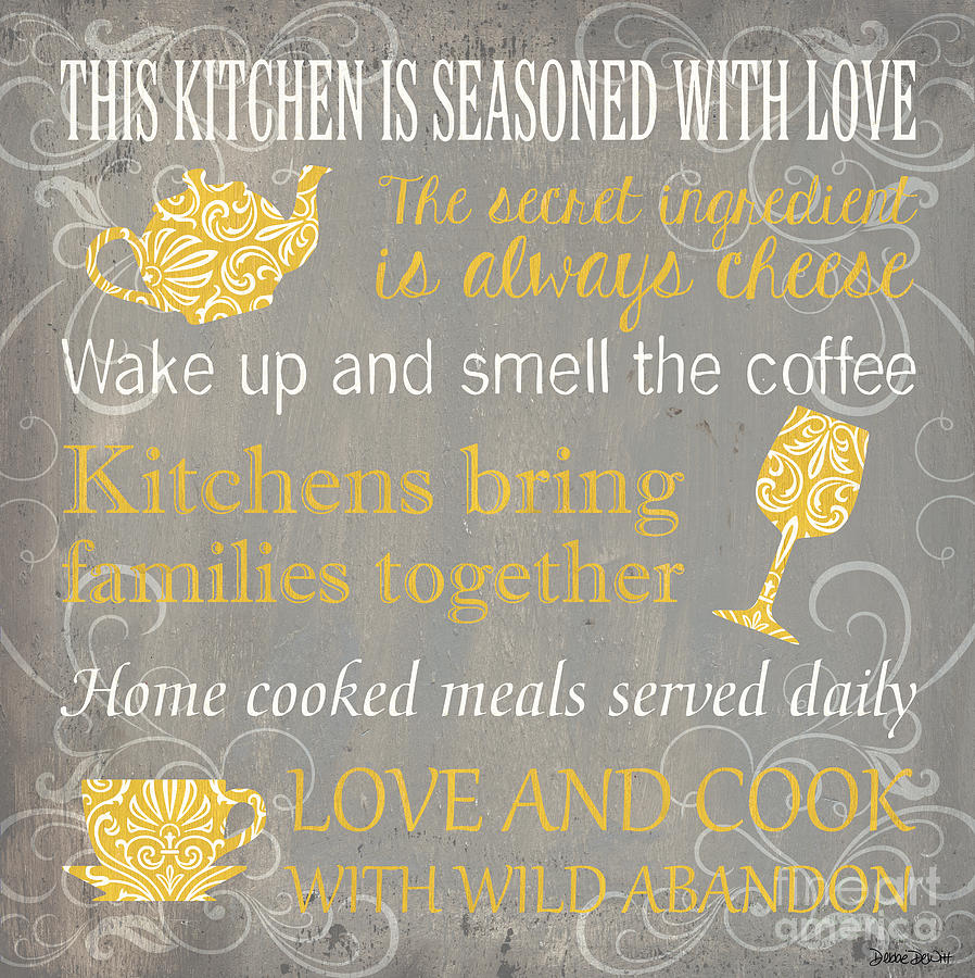 Coffee Painting - This Kitchen Is Seasoned with Love by Debbie DeWitt