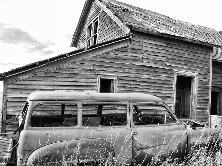 This Old Car bw Photograph by Cathy Anderson