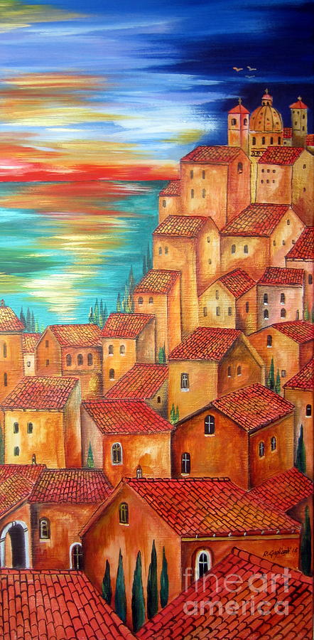 This village is in my fantasy Painting by Roberto Gagliardi