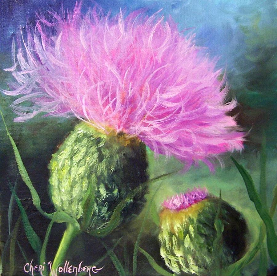 Thistle Painting by Cheri Wollenberg