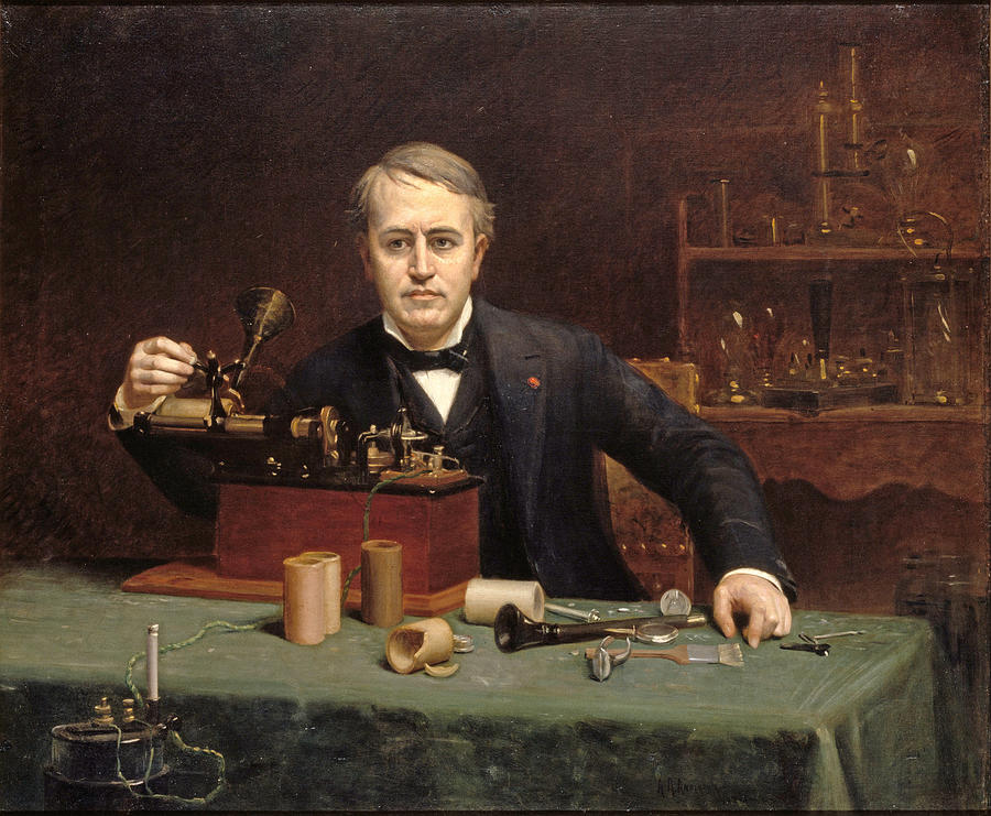 Thomas Alva Edison Painting - Thomas Alva Edison by Abraham Archibald Anderson