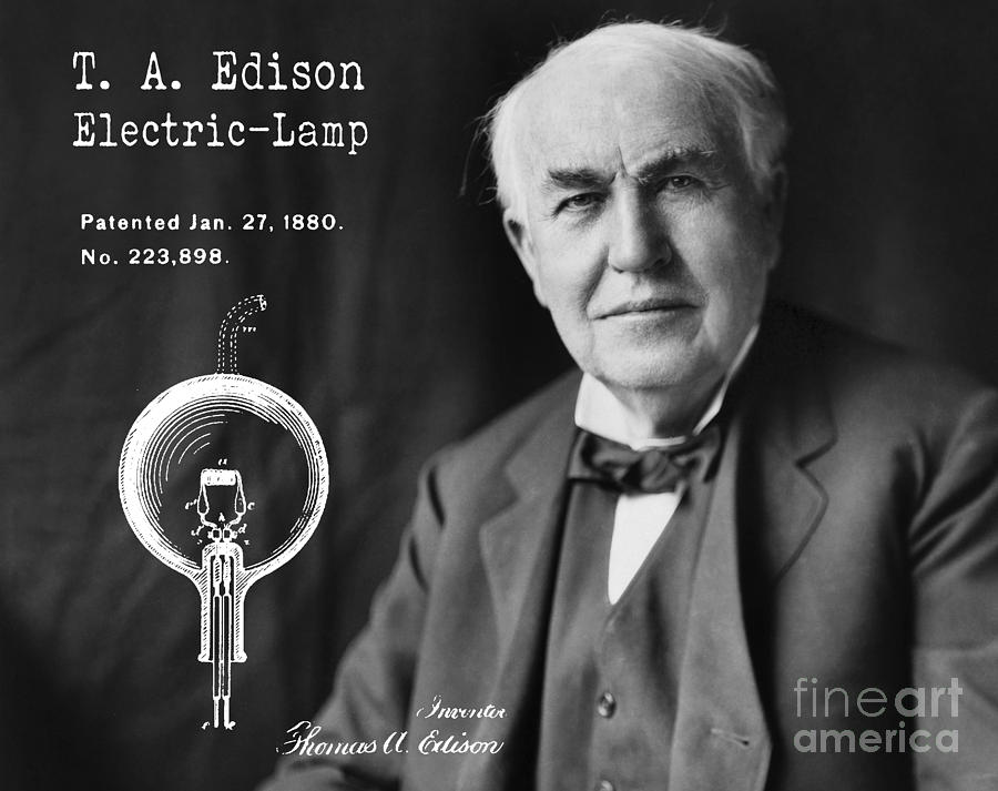 1880 Thomas Edison Electric Lamp Patent Art 1 Digital Art by Nishanth ...
