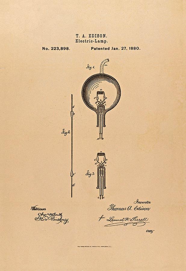 Thomas Edison Patent Application for the Light Bulb Photograph by Movie Poster Prints