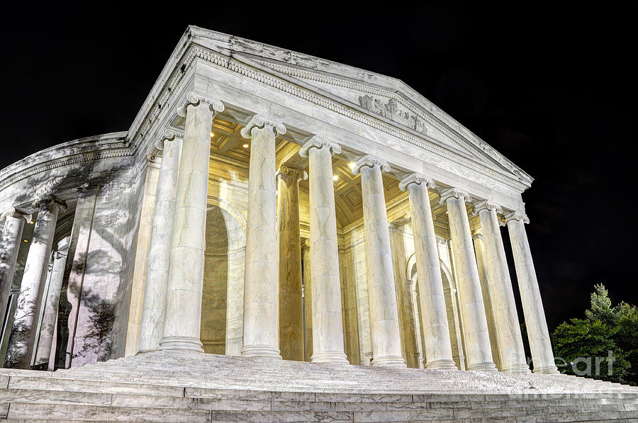Greek Photograph - Thomas Jefferson Memorial at Night  by Gary Whitton