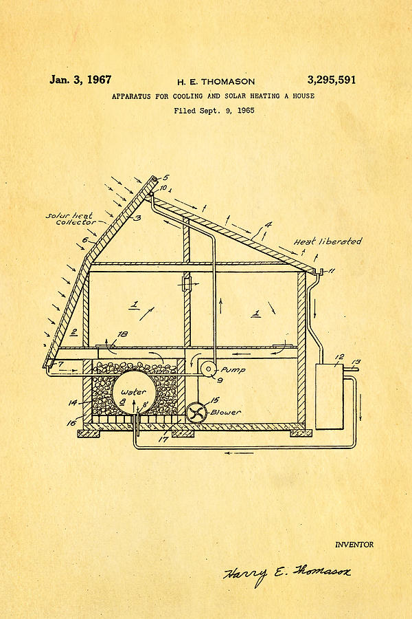 Vintage Photograph - Thomason Green Energy Powered House Patent Art 1967 by Ian Monk