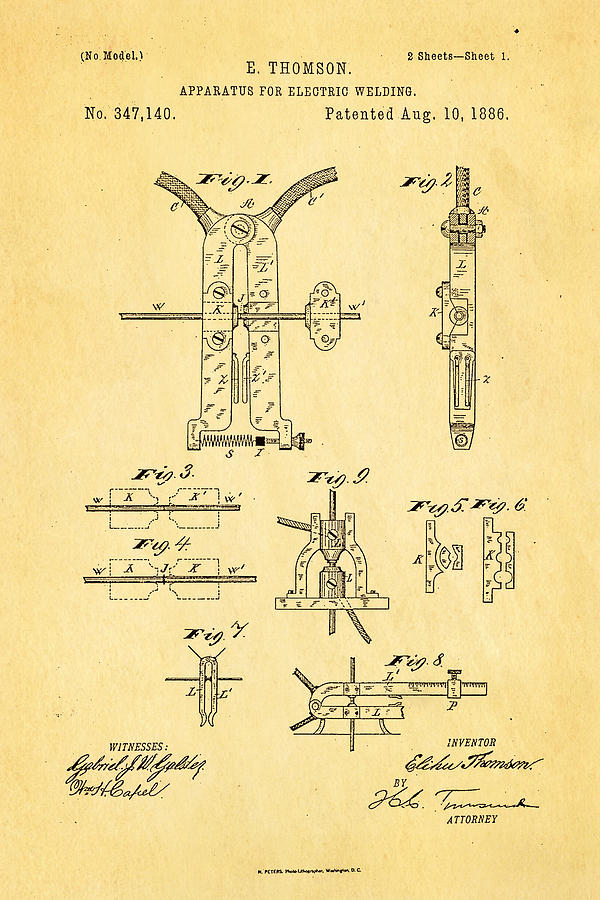 Vintage Photograph - Thomson Electric Welding Patent Art 1886 by Ian Monk