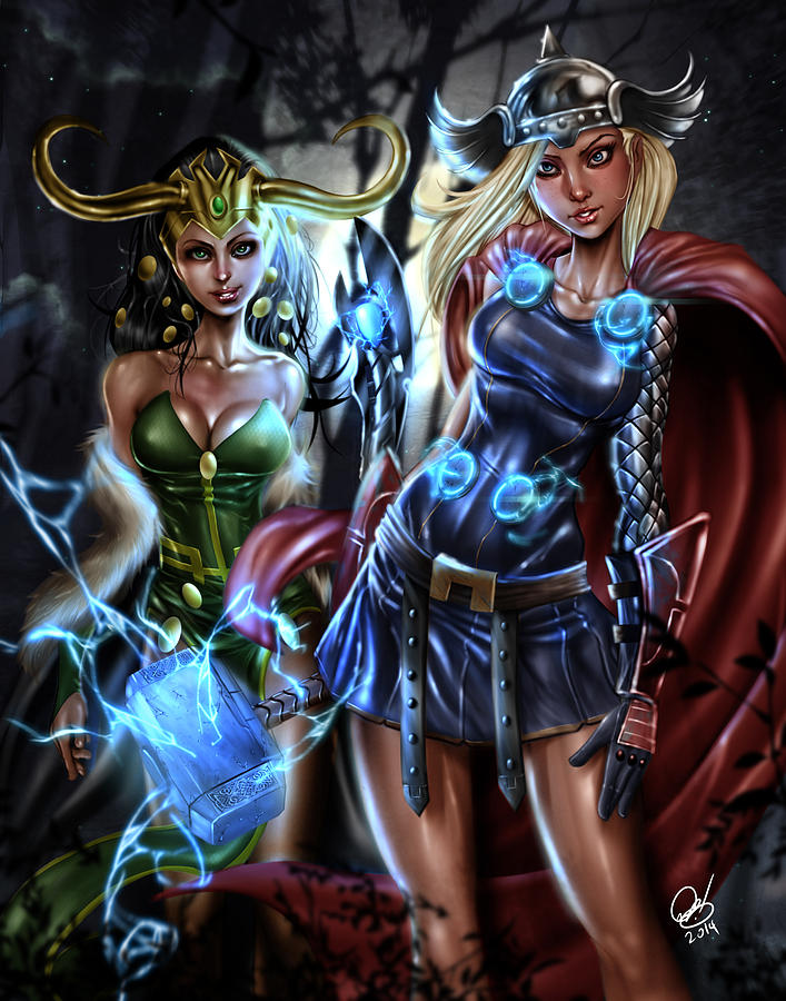 Thor and Loki Painting by Pete Tapang