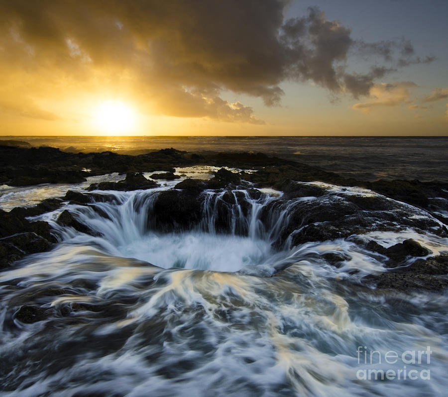 Sunset Photograph - Thors Well Into The Depths by Bob Christopher