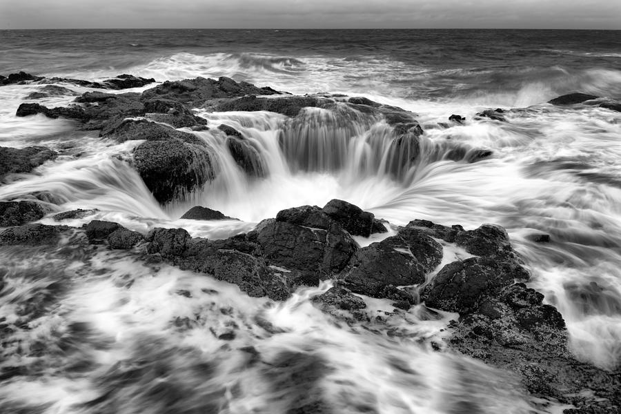 Black And White Photograph - Thors Well Monochrome by Robert Bynum