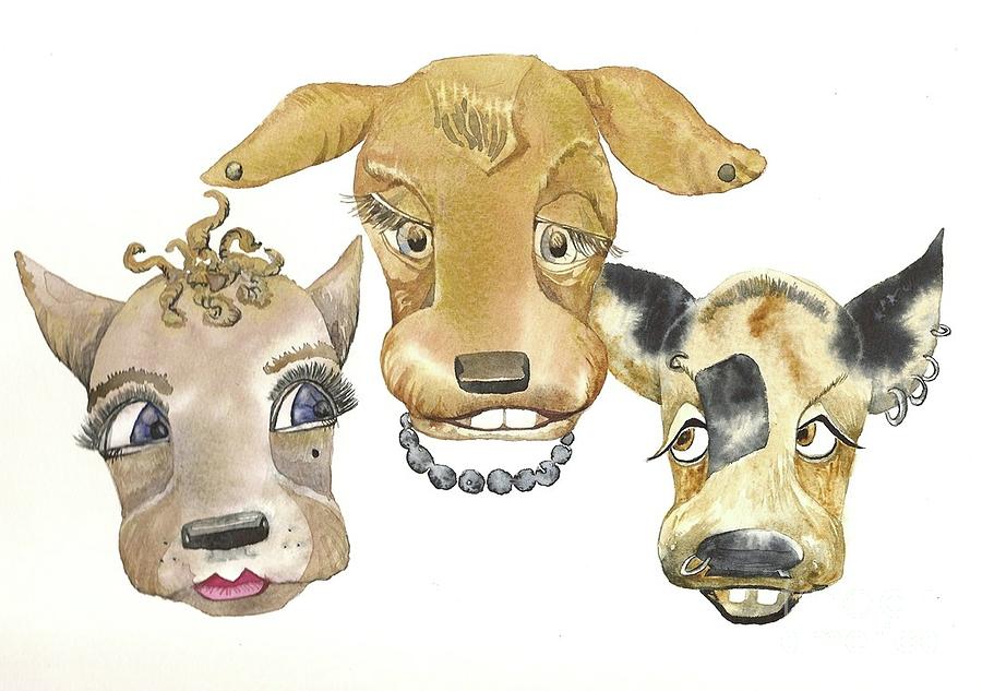 Those girls are dogs. Painting by Donna Acheson-Juillet