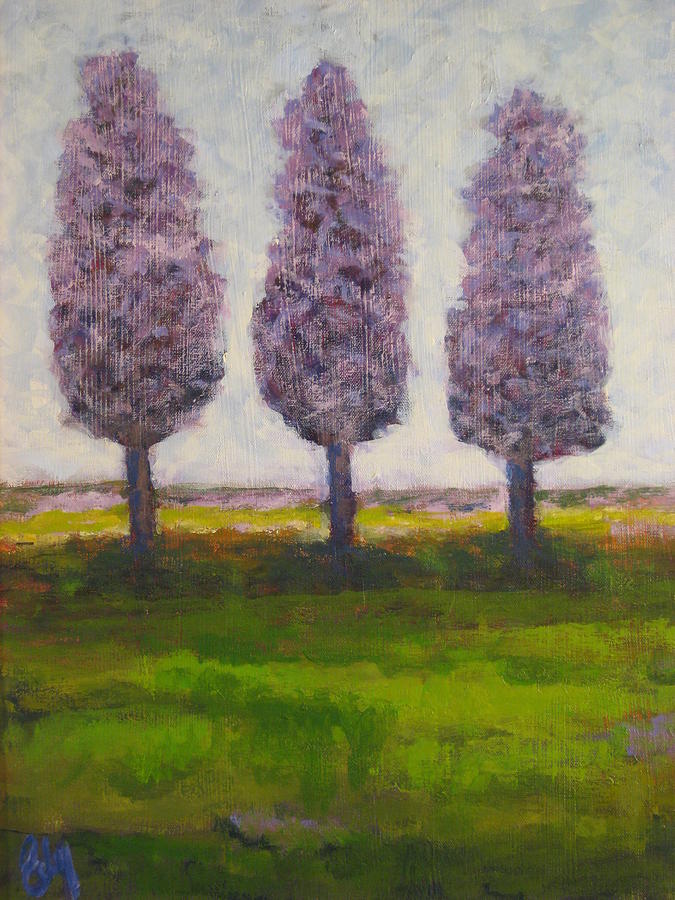 Those Trees I Always See in Purple Painting by Edy Ottesen