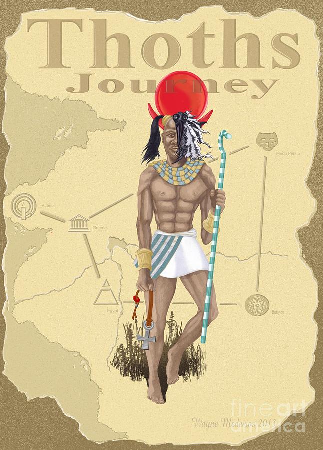 Egyptian God Digital Art - Thoths Journey by Wayne Medeiros
