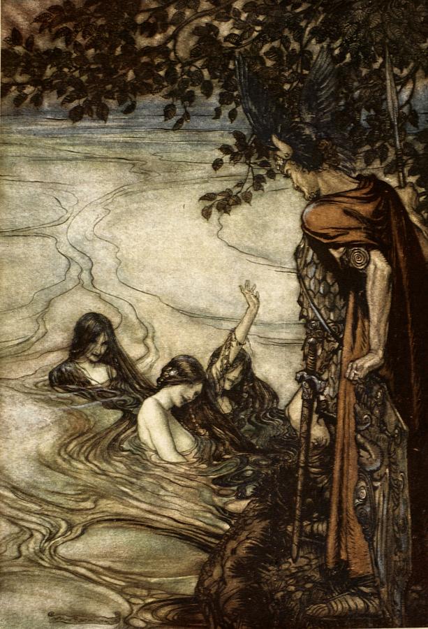 Mermaid Drawing - Though Gaily Ye May Laugh, In Grief Ye by Arthur Rackham