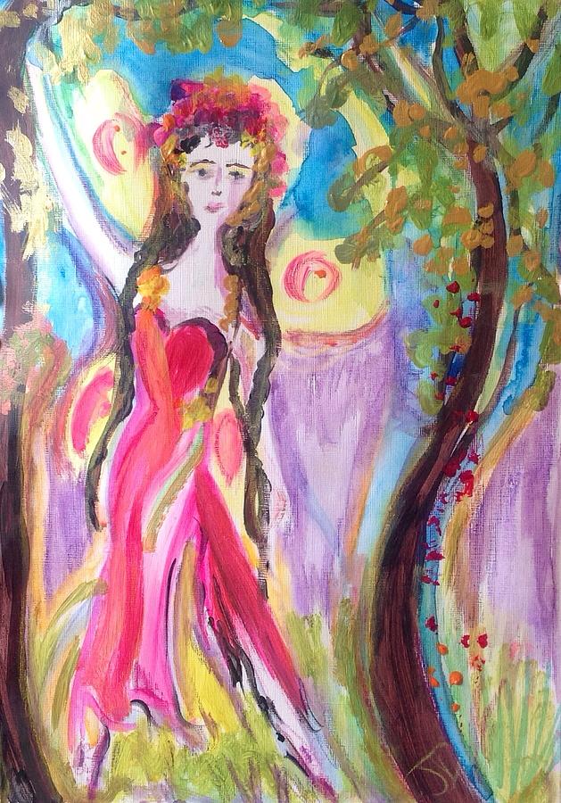 Fairy Painting - Thoughtful fairy by Judith Desrosiers