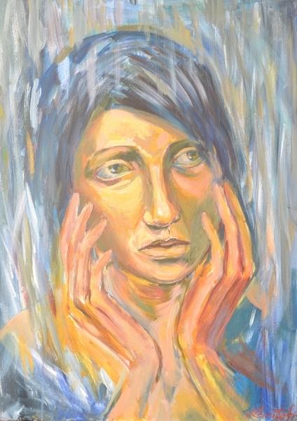 Thoughtful Woman Painting by Lamaita Albu | Fine Art America