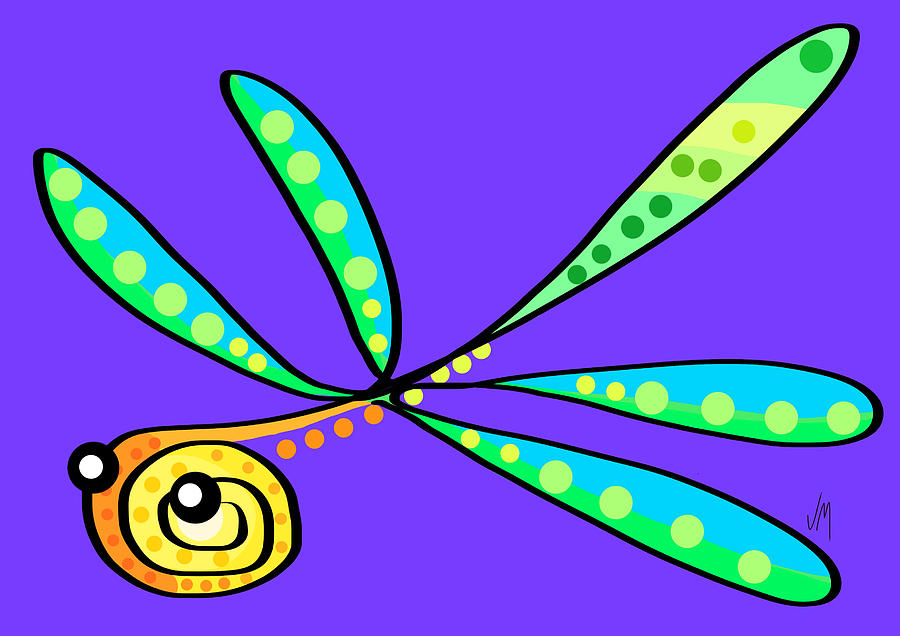 Animal Digital Art - Thoughts and colors series dragonfly by Veronica Minozzi