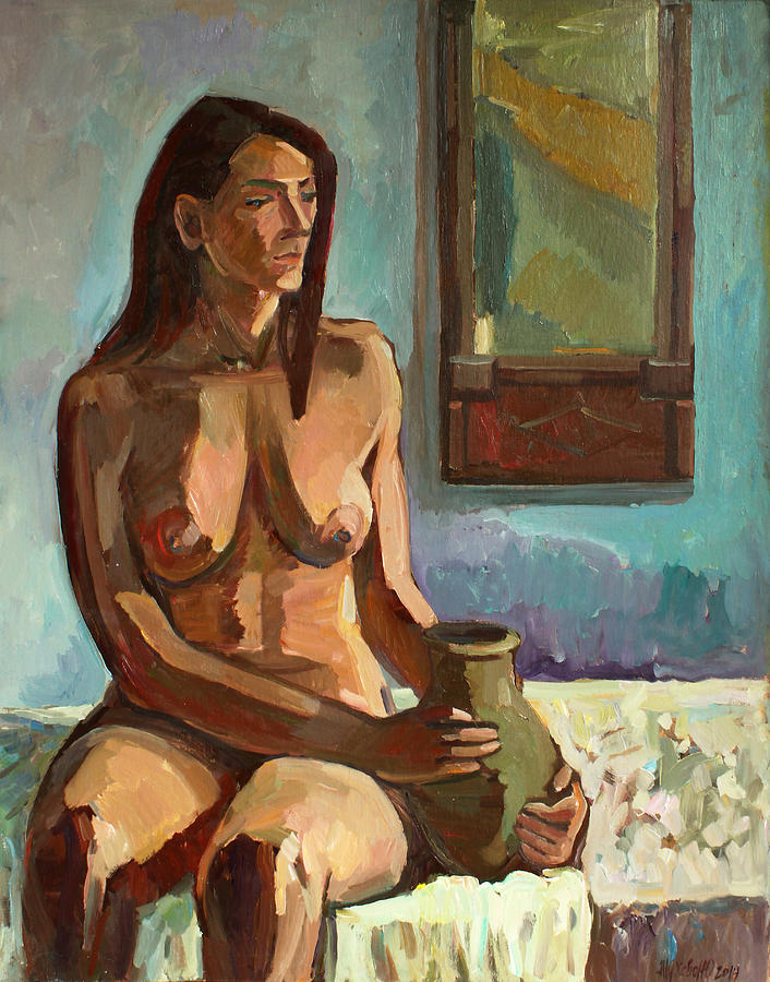 Thoughts at the mirror Painting by Juliya Zhukova