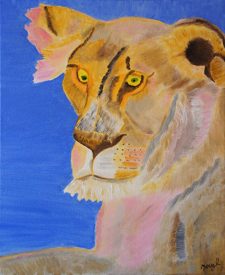 Thoughts of a Feline Painting by Meryl Goudey