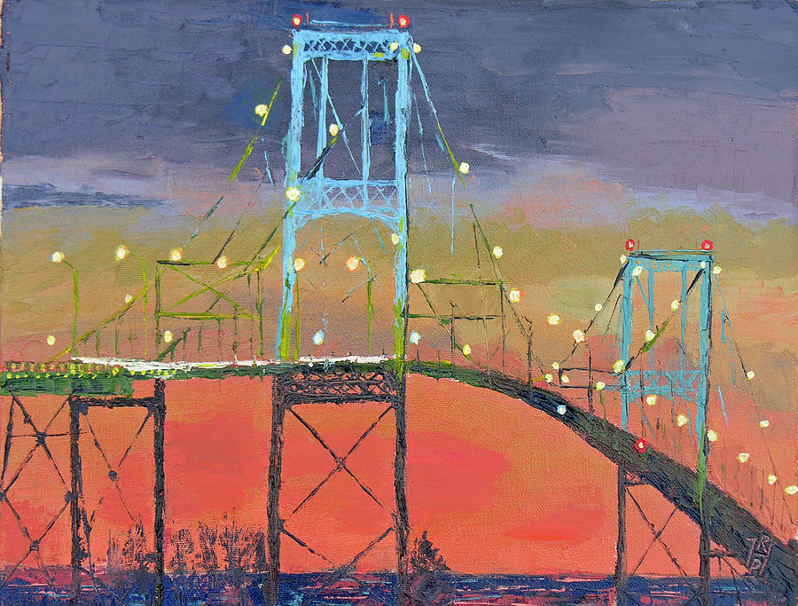 Thousand Islands Bridge- Winters Last Light Painting by Robert P Hedden