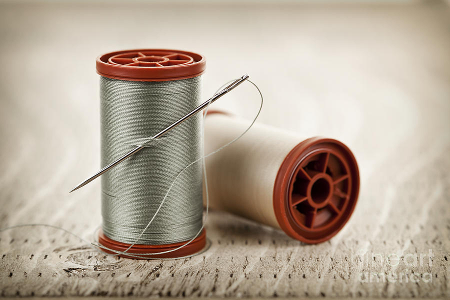 Thread Photograph - Thread and needle 2 by Elena Elisseeva